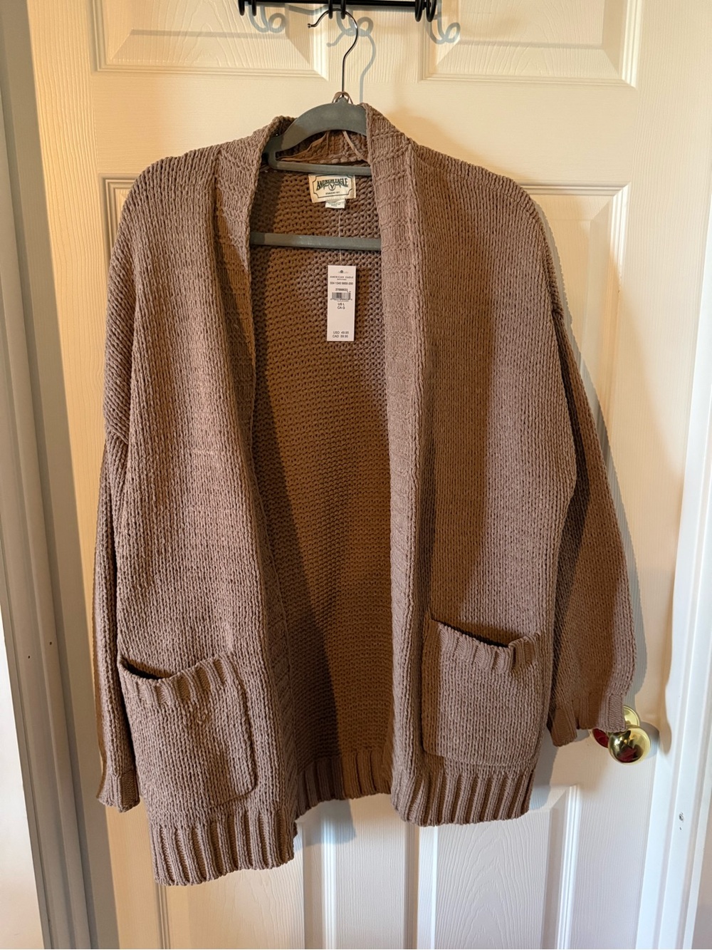 American Eagle Outfitters Open-Front Pocket Cardigan - Brown